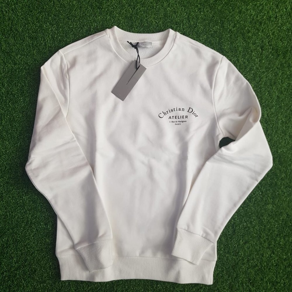 Dior Chest and Back Printed White Sweatshirt